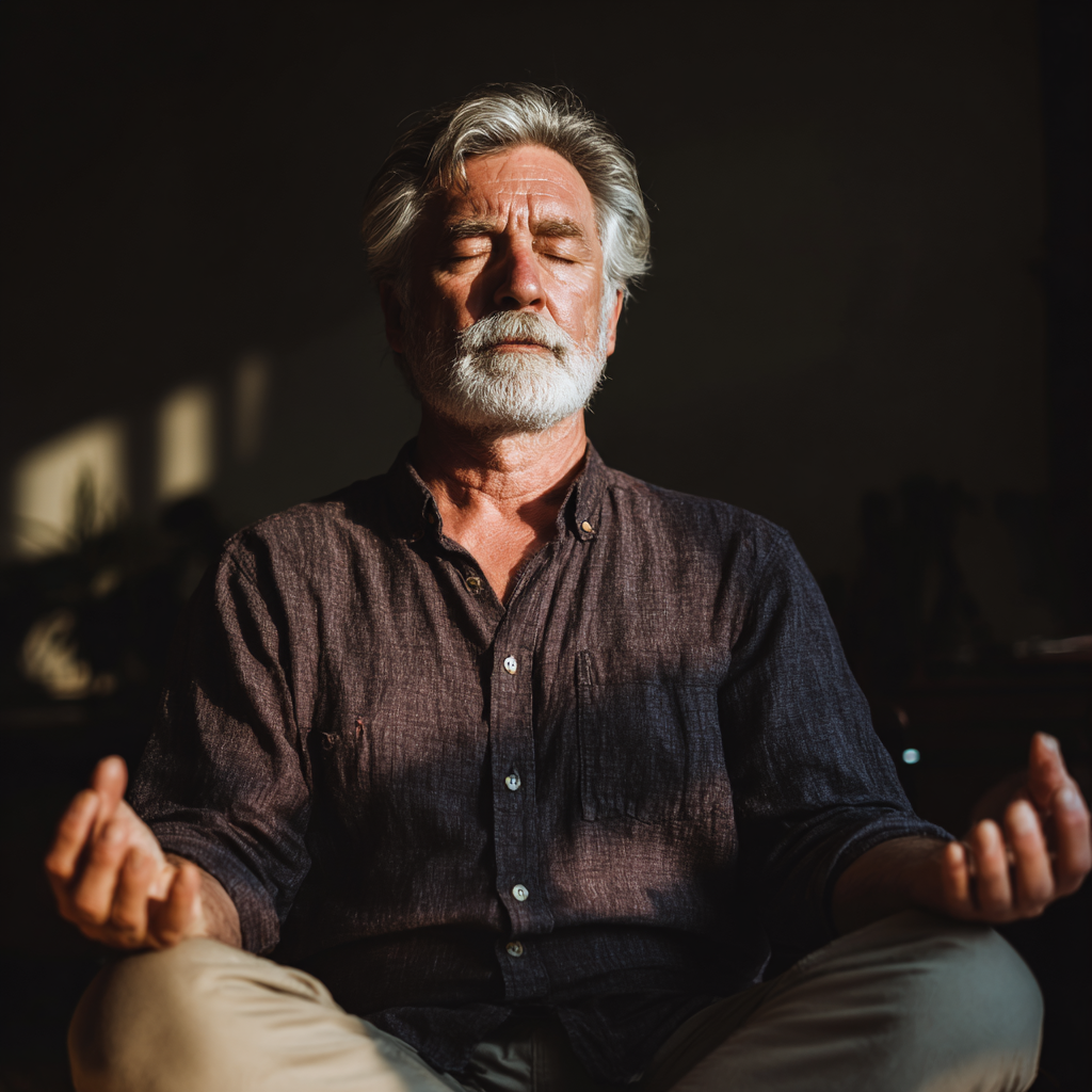 Older adults practicing mindfulness and mental discipline